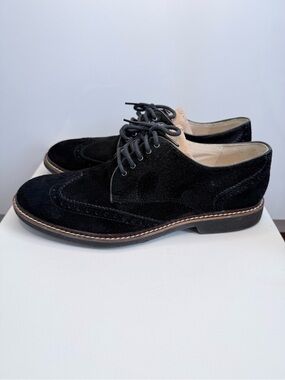 Men's Cole Haan Nike Air Franklin Black Suede Wingtip Oxfords Size 9M